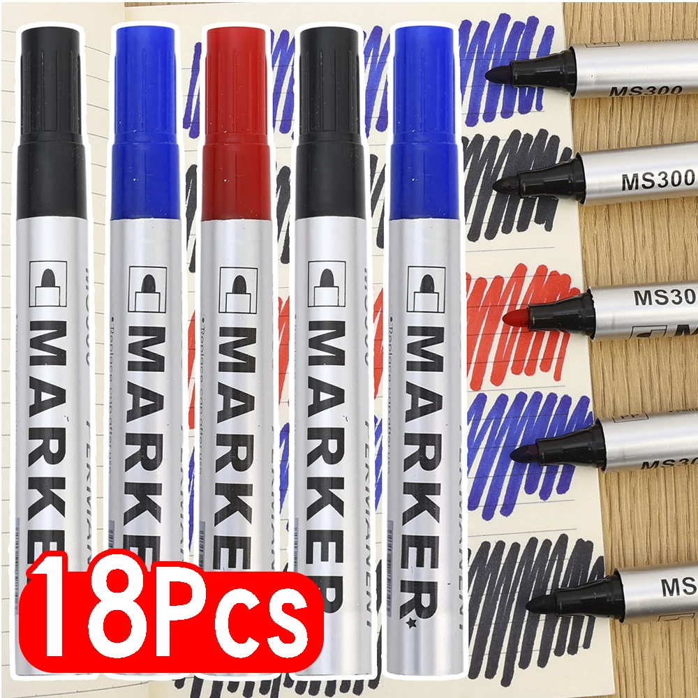 

18-3 шт., 2 мм, чернильные маркеры на масляной основе, быстросохнущие перманентные художественные маркеры, тонкие водонепроницаемые чернила, черные, синие, красные, 1/2 компл.