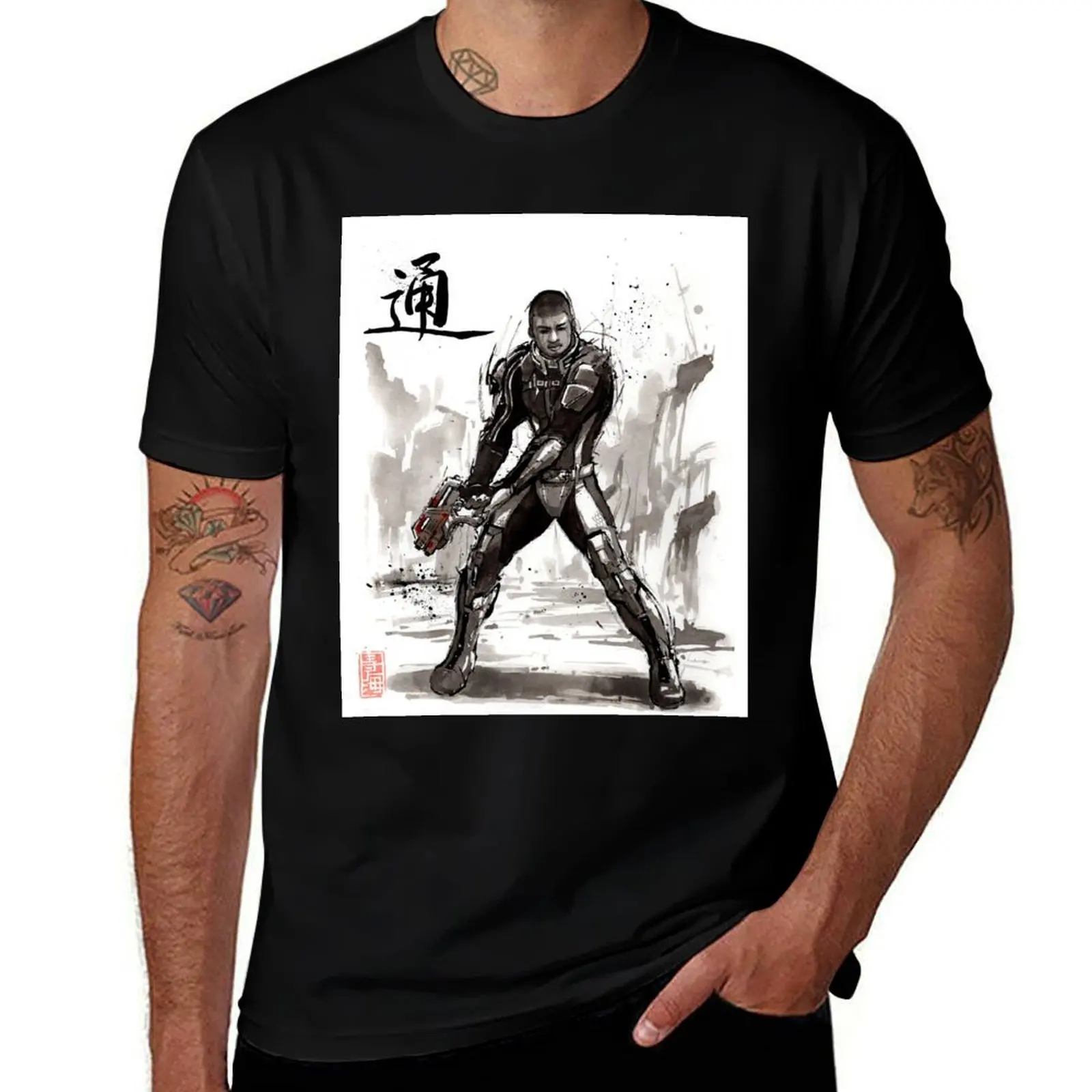 

Jacob from Mass Effect sumi and watercolor style T-Shirt Basic Breathable Solid Color T-Shirt