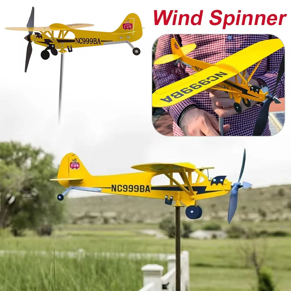 Weather Vane Wind Direction Compass Pipe Airplane Weathervane Windmill 3D Garden Decoration Windmill