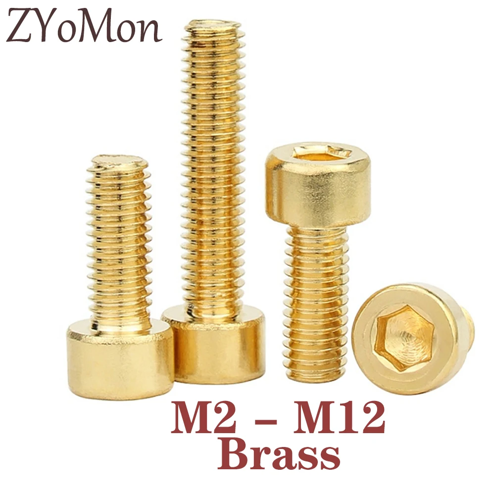 1-50Pcs Pure Brass Hex Socket Countersunk Bolts – M2 To M10 Metric Flat Head Screws In Golden Finish