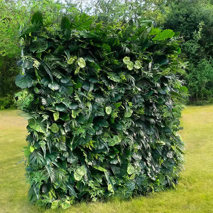 

3D Rainforest series luxury green leafy turf, outdoor wedding background decoration, artificial fabric lawn plant wall