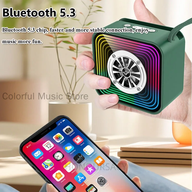 Bicicleta inteligente bluetooth alto-falante mini subwoofer colorido rgb iluminação carga usb portátil mp3 player de música com cartão tf usb dirve