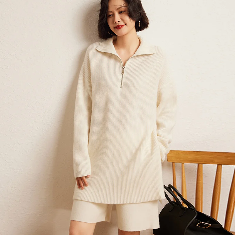 Loose Women Sweaters 100% Goat Cashmere Knitted Leisure Long Pullovers Ladies Jumpers Clothes 2024 Autumn/Winter