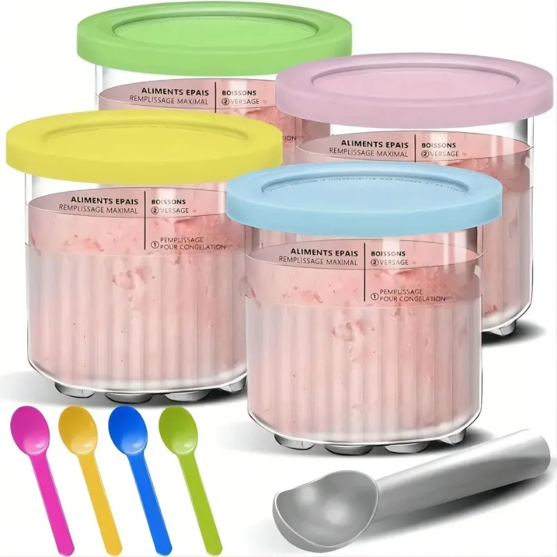 Ice Cream Containers Replacement for Ninjas Creami Pints and Lids 24Oz Cups Creami Deluxe NC501 NC500 Series with Scoops New