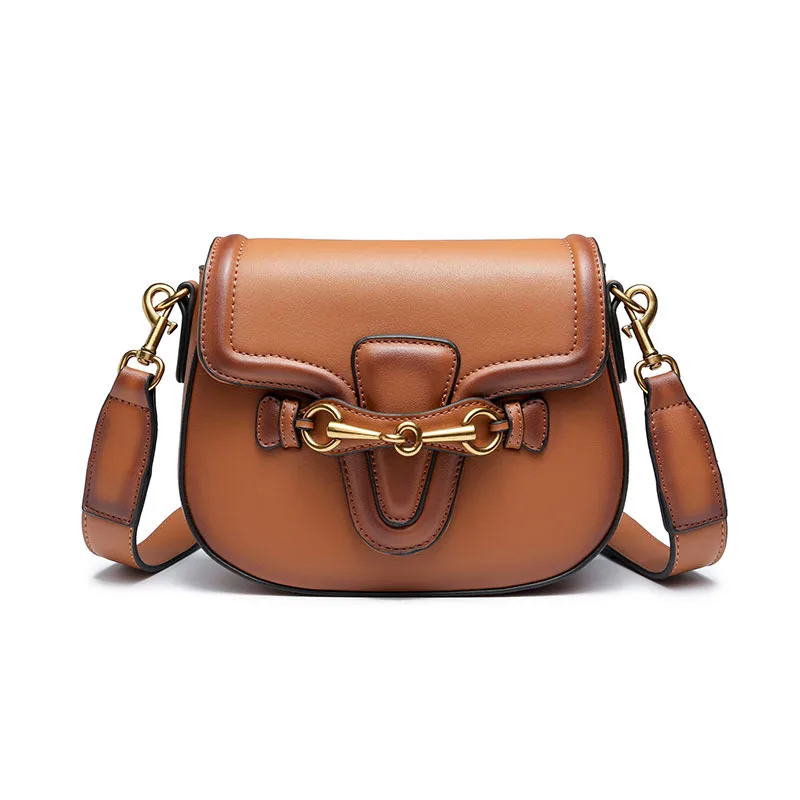

Women's bag new European and American retro double shoulder strap single shoulder crossbody saddle bag