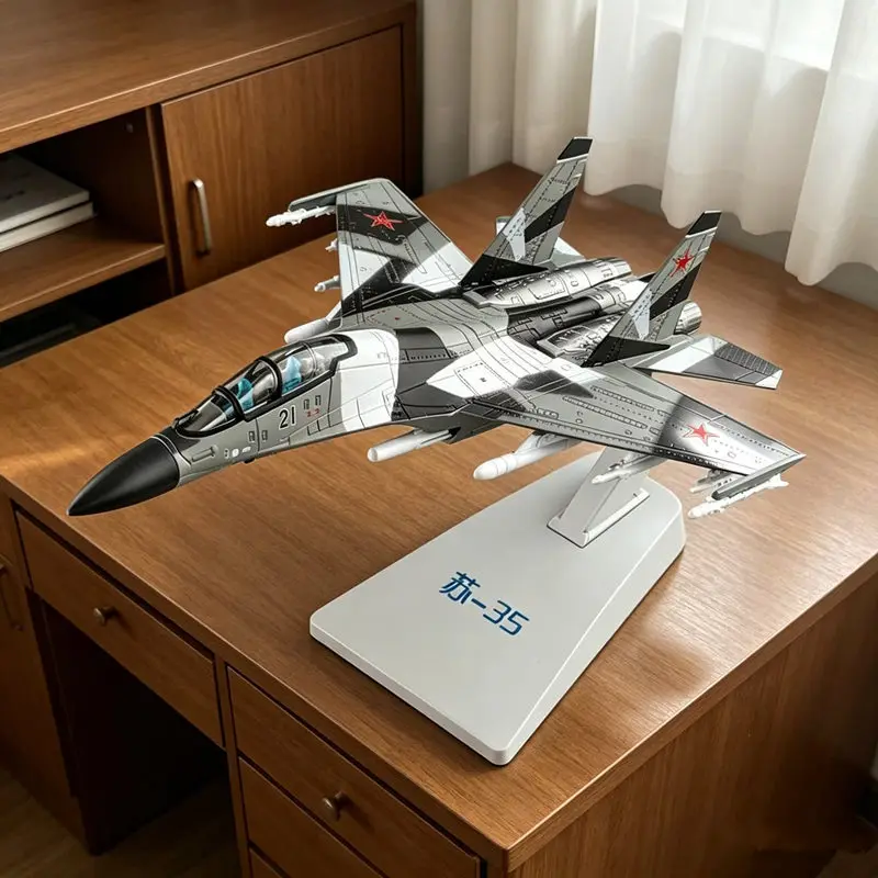 

1/81 Sukhoi Su-35 Alloy Strategic Bomber Stealth Fighter Aircraft Airplane Model Metal Supersonic Battle Plane Model Sound Light