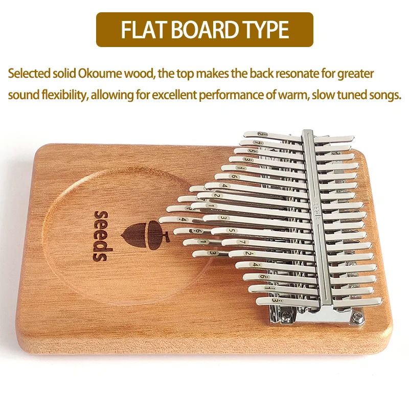 New 21 Keys Seeds Okoume Wood Kalimba Accurate Tuning 2 Layers Professional Thumb Piano Acoustic Finger Piano Total 24 Keys