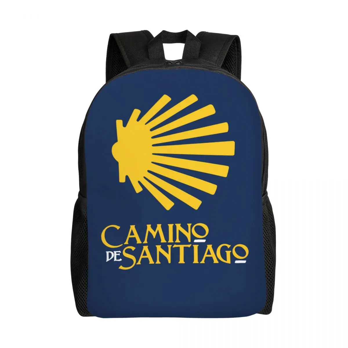 Custom Camino De Santiago Shell Saint Backpack for Girls Boys College School Travel Bags Men Women Bookbag Fits 15 Inch Laptop