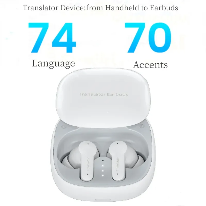 

Wireless Translator Earbuds BT Headphones with Microphones Charging Case 4 Modes Support Real-time Translation in 74 Languages