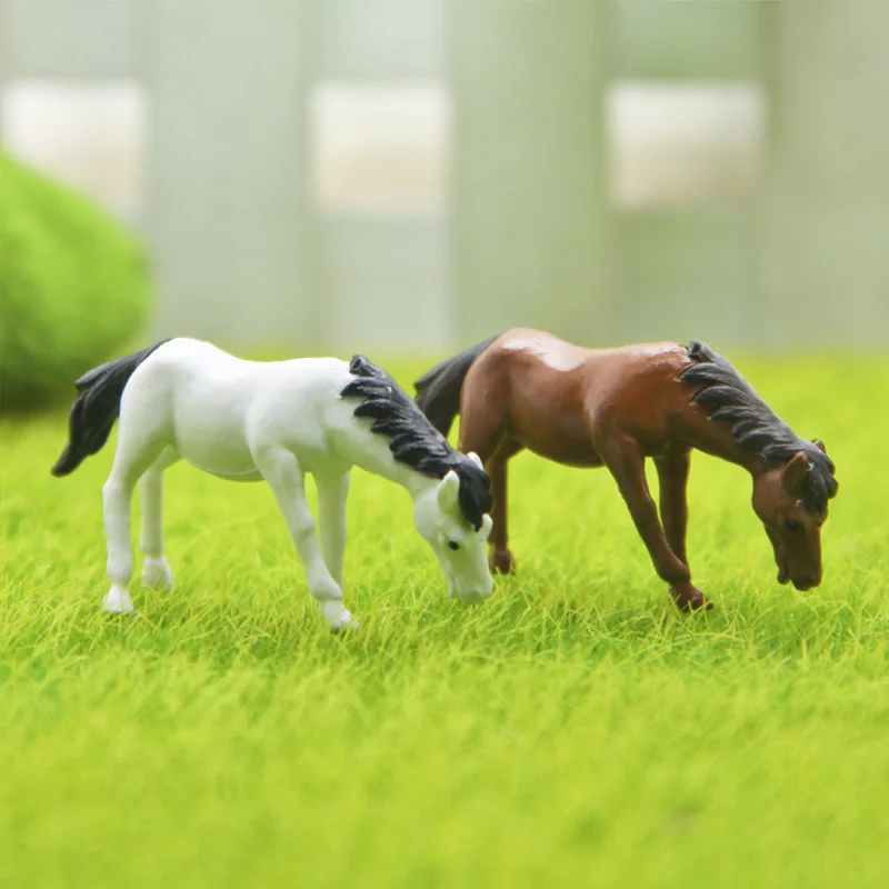 Cartoon Horse Model Mini Figures Collection Home Decoration Fairy Garden Miniatures Resin Small Ornaments for Kids Toys Gifts