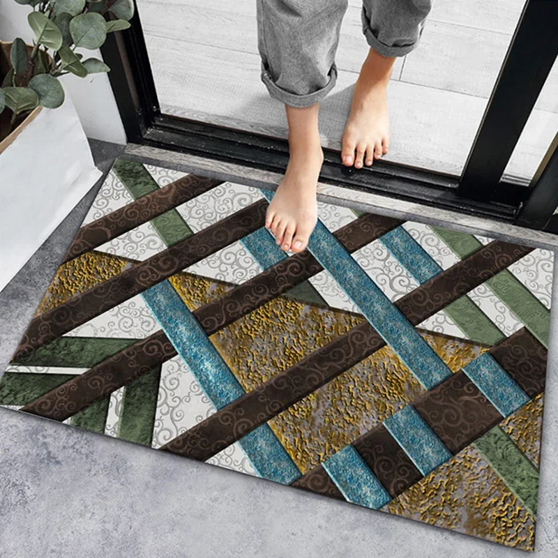 

Style Geometric Entrance Door Mat Living Room Anti-slip Carpet Absorbent Bath Mat Kitchen Rug Welcome Mats For Front Door