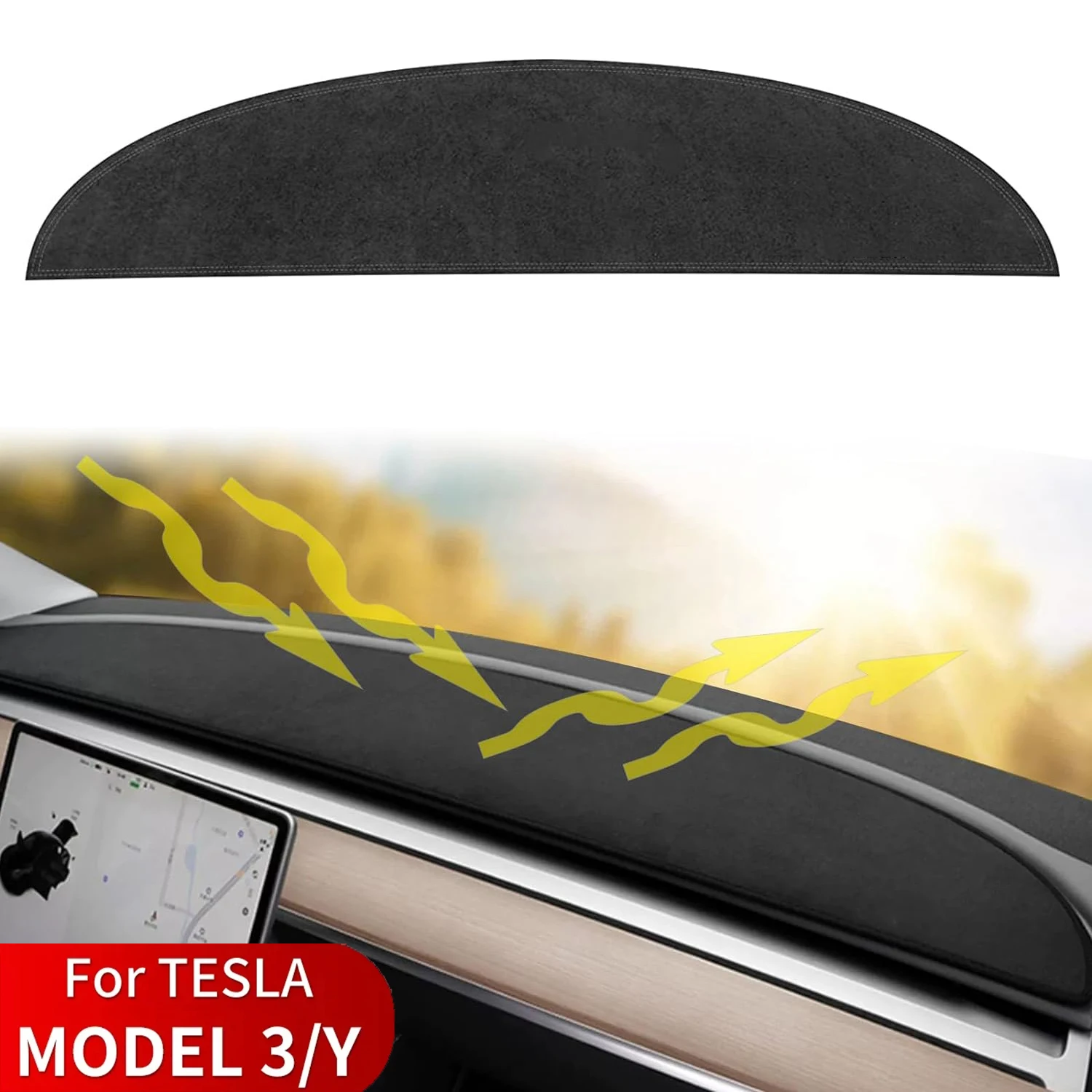 Dashboardhoes Voor Tesla Model 3 2017-2023 En Model Y 2019-2024 Flanellen Dashboardpad Dashboard Mat Accessoires