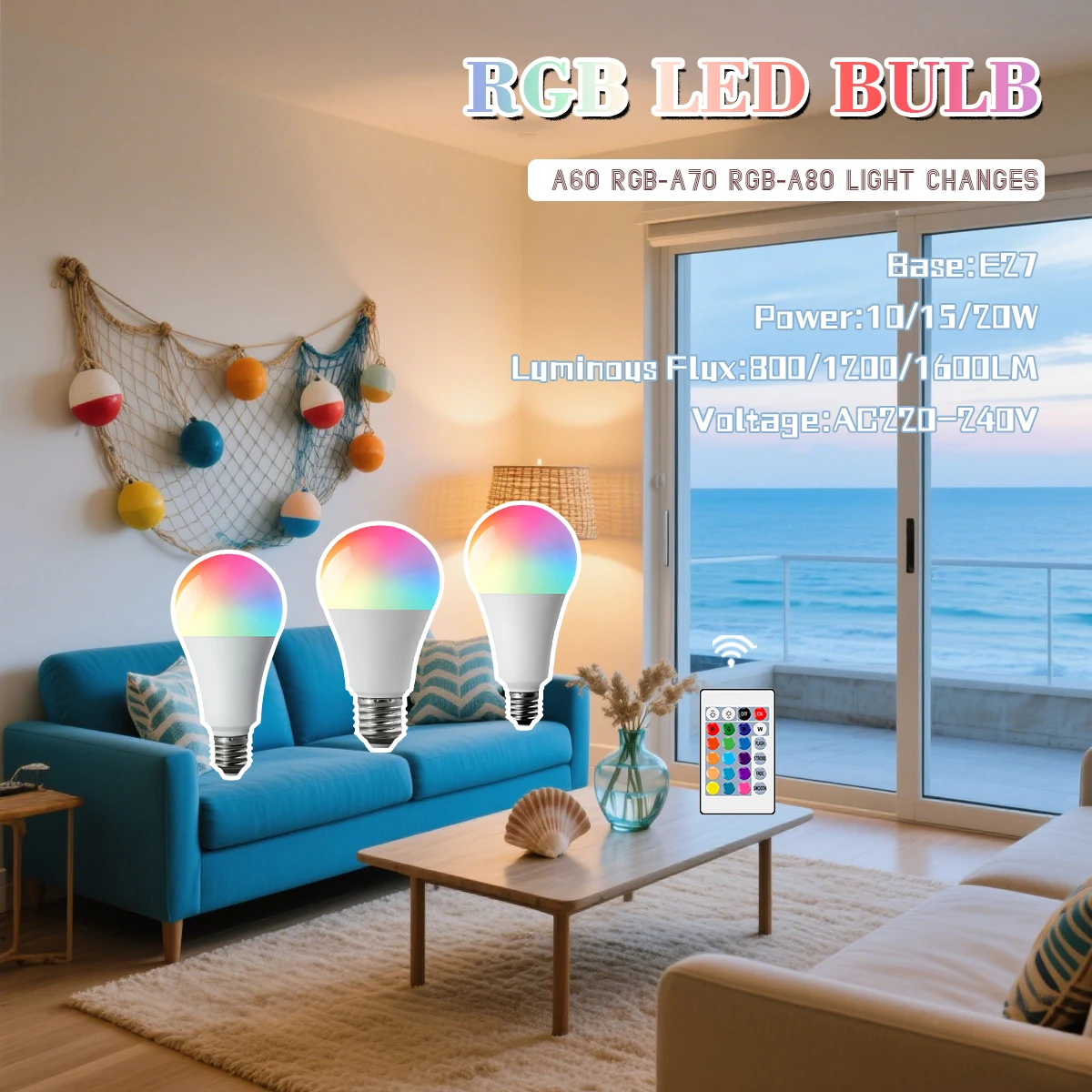 10 قطعة A80 A70 A60 LED RGBW لمبة إضاءة E27 RGB LED للتغيير Lampada16 الملونة RGB CW WW LED مصباح مع IR التحكم عن بعد 220 فولت