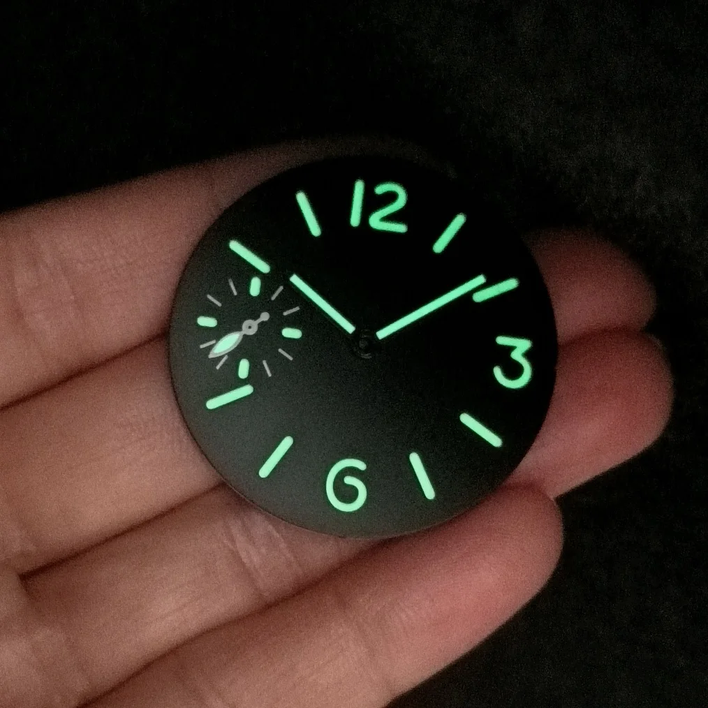 Watch parts 6497 Watch dial Watch hand double-deck Sandwich dial White number Green luminous diameter 34.5mm Thickness 0.8mm