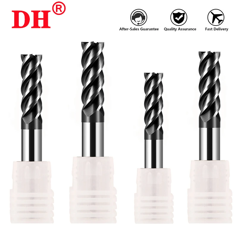 HRC55 4-Flute Black Nano Coating Milling Cutter Tungsten Steel CarbideFlat End Mills CNC Mechanical Machining Endmills tools