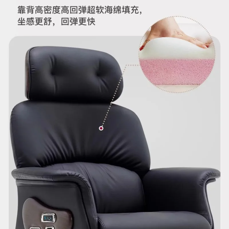 High-end electric boss chair, electric reclining leather, comfortable and sedentary for home use, with one-click start office
