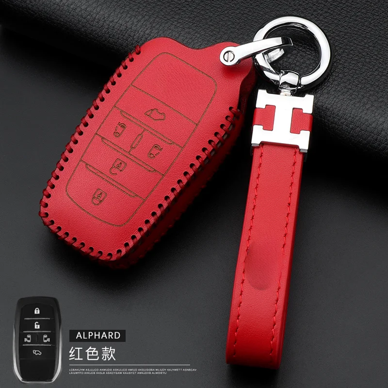 Customized Cowhide Car Key Cover for Toyota ELFA Key Case Alphard Wilfa Alpha High-grade Men's and Women's Leather Bag Buckle