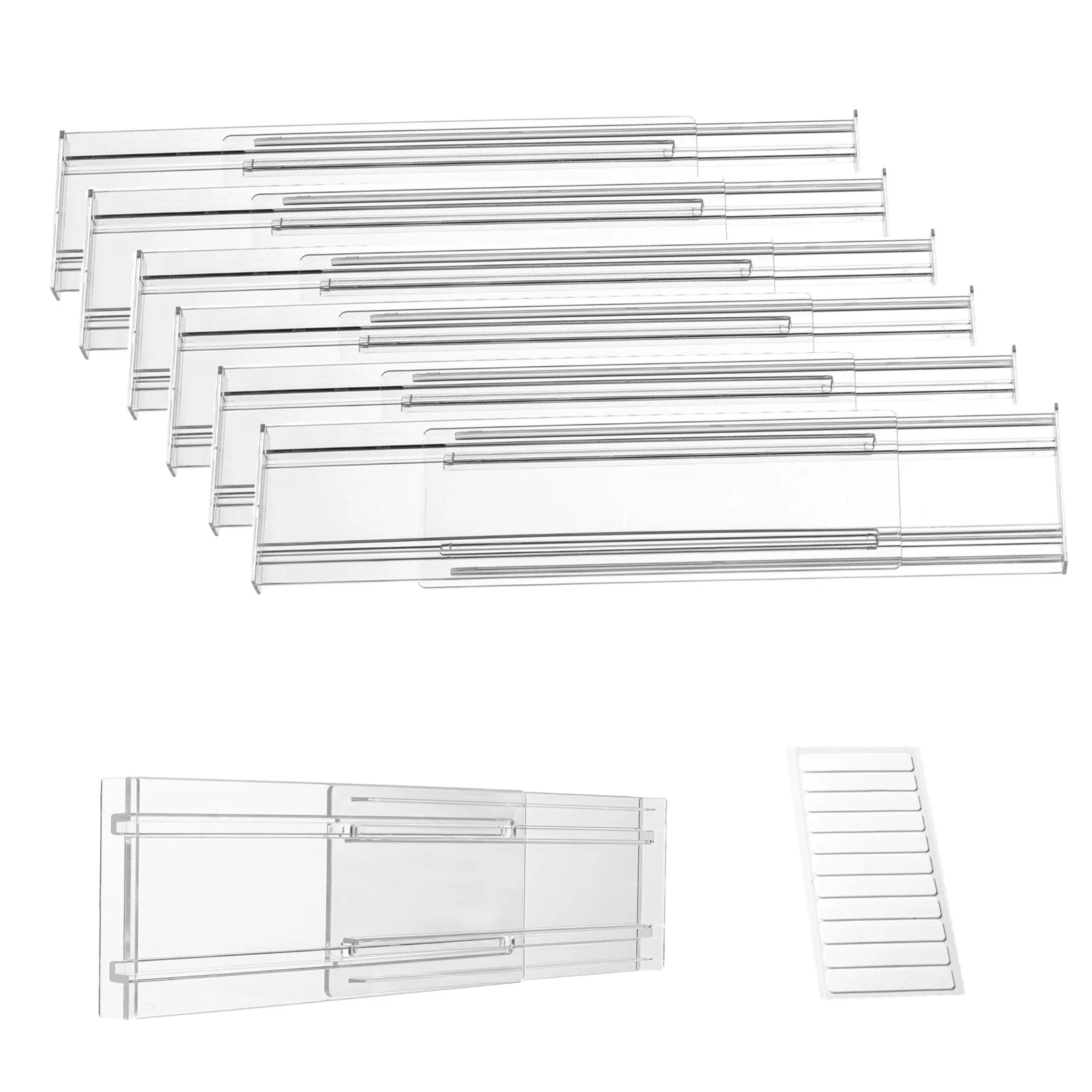 4/8 Pack Acrylic Clear Drawer Dividers Expandable Organizers Transparent Kitchen Drawer Separators Clothing Office Storage