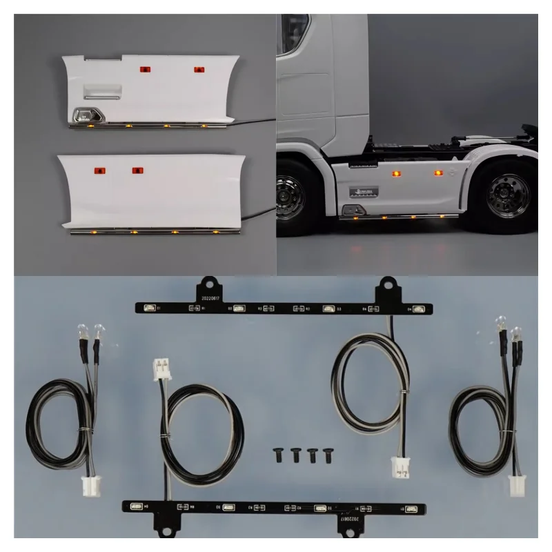 JUWUBA LED Upgrade Seitenschweller-Lichtleiste Dekorative Lampe für 1/14 Tamiya RC Muldenkipper SCANIA 770S 6×4 56368 Auto-Zubehör – Detail 2