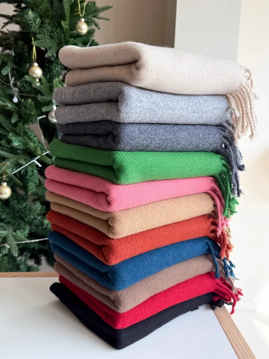 Echarpe-classique-en-pure-laine-avec-pompons-grande-taille-pour-l'hiver-chaude-style-coreen-longue-et-rectangulaire