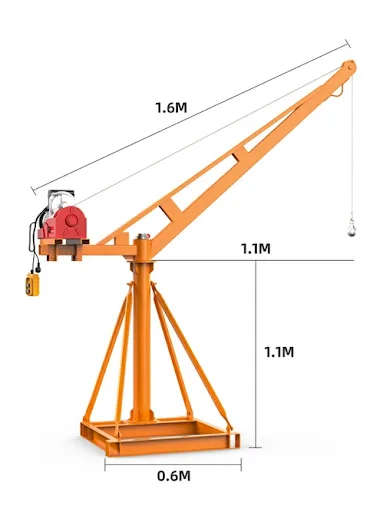 360 degrees rotate 500kg 1000kg 2000kg  small outdoor use mini engine crane construction materials lift crane