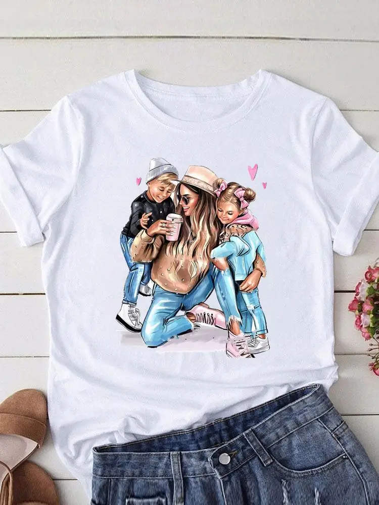 Acquerello mamma mamma tendenza manica corta donna stampa estate grafica T Shirt abbigliamento Casual abiti di moda Tee T-shirt Top femminile