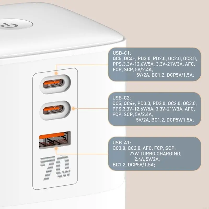 

70W Surges Protections Power Strips Tower 2 Outlets 3 USB Port Flat Plug Extension Cord for Home and Office