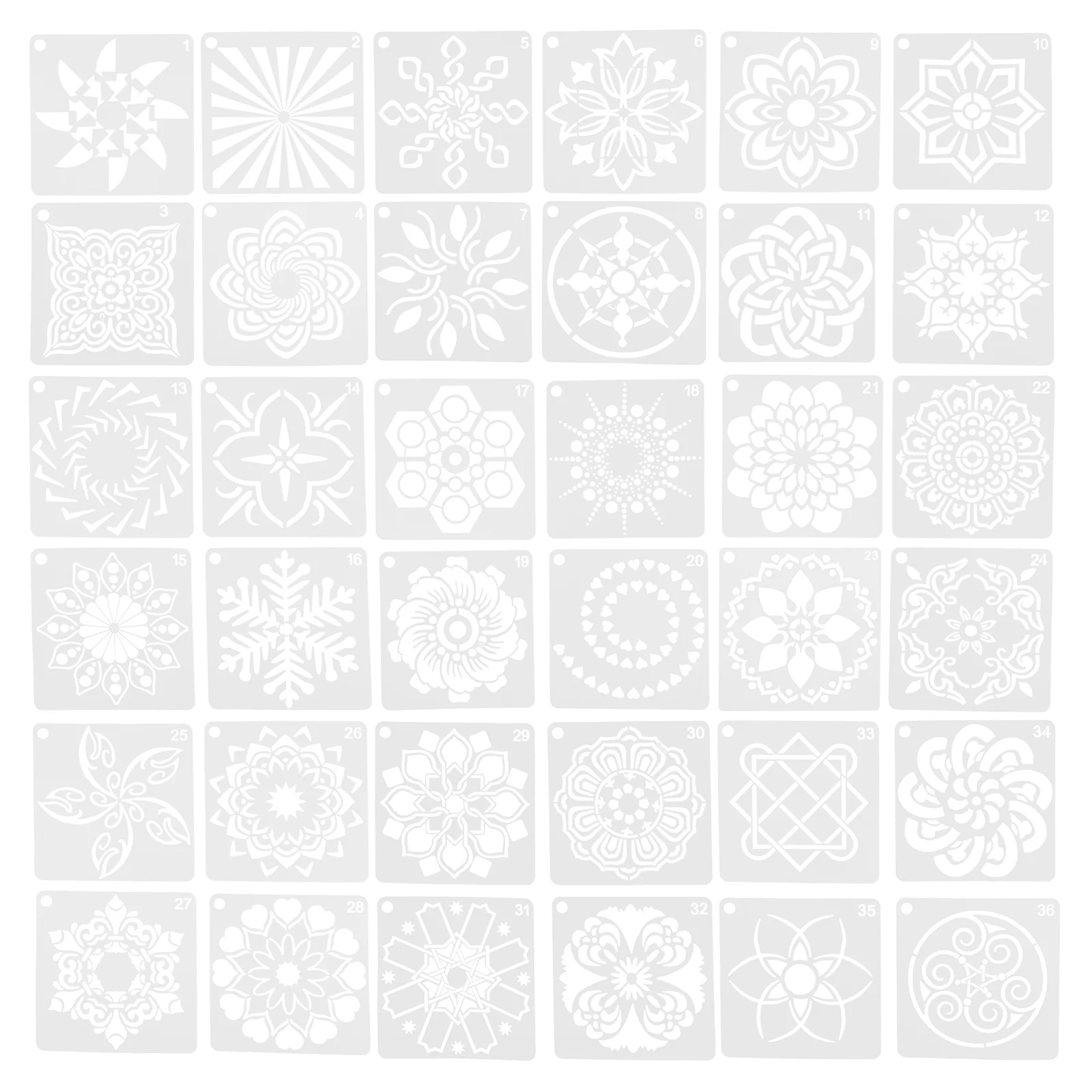 

36 Pcs Mandala Dotting Stencil Floor Stencils for Painting Floors Template Mold Child