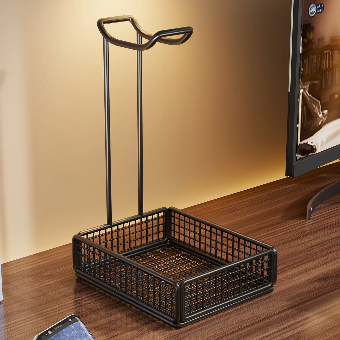 Headphone stand - no-drill design for gaming setup, headset display, home, dorm, countertop, multi-functional hanger