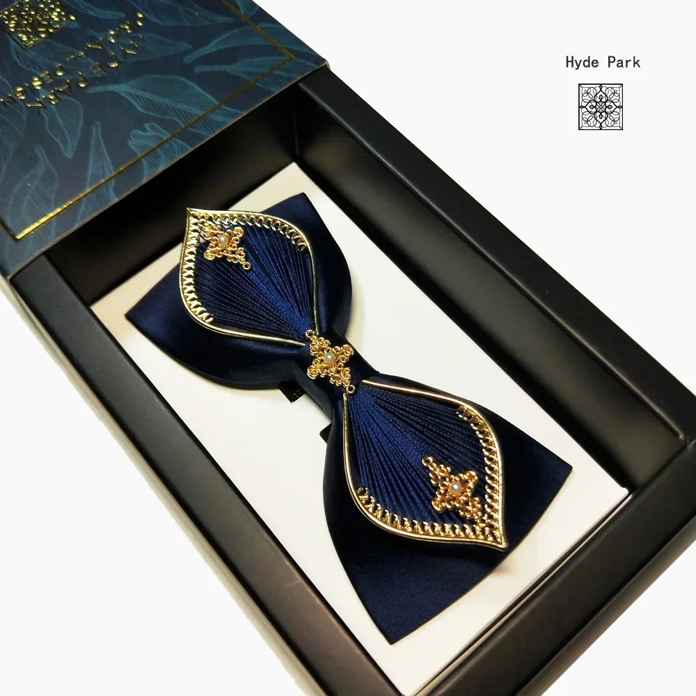 Bow tie male wedding bridegroom dragon and Phoenix jacket Xiuhe Tibetan blue wind metal collar bow tie