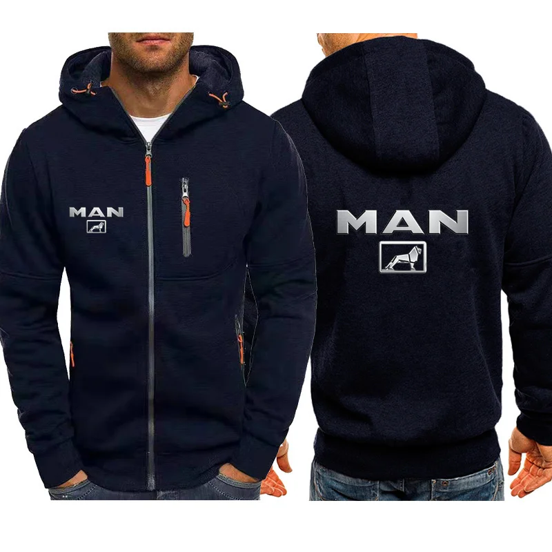 2024 New Spring Autumn MAN Truck Logo Hoodied Men\'s Fashion Long Sleeve Zipper Cotton Hip-Hop Harajuku Hoody Casual Jacket