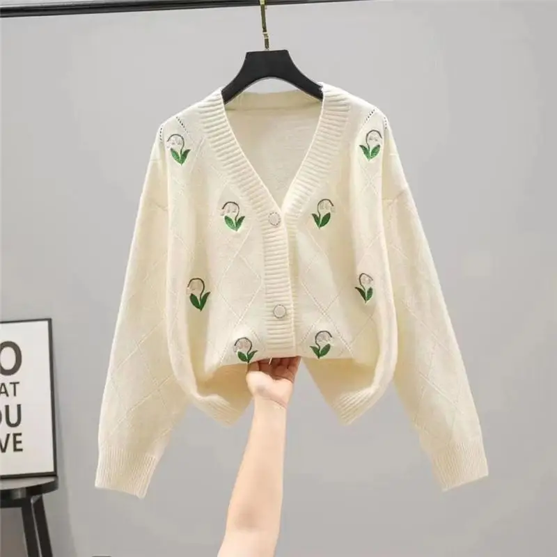 Spring Autumn New Womens Orchid Pattern Cardigan Knitted Coat