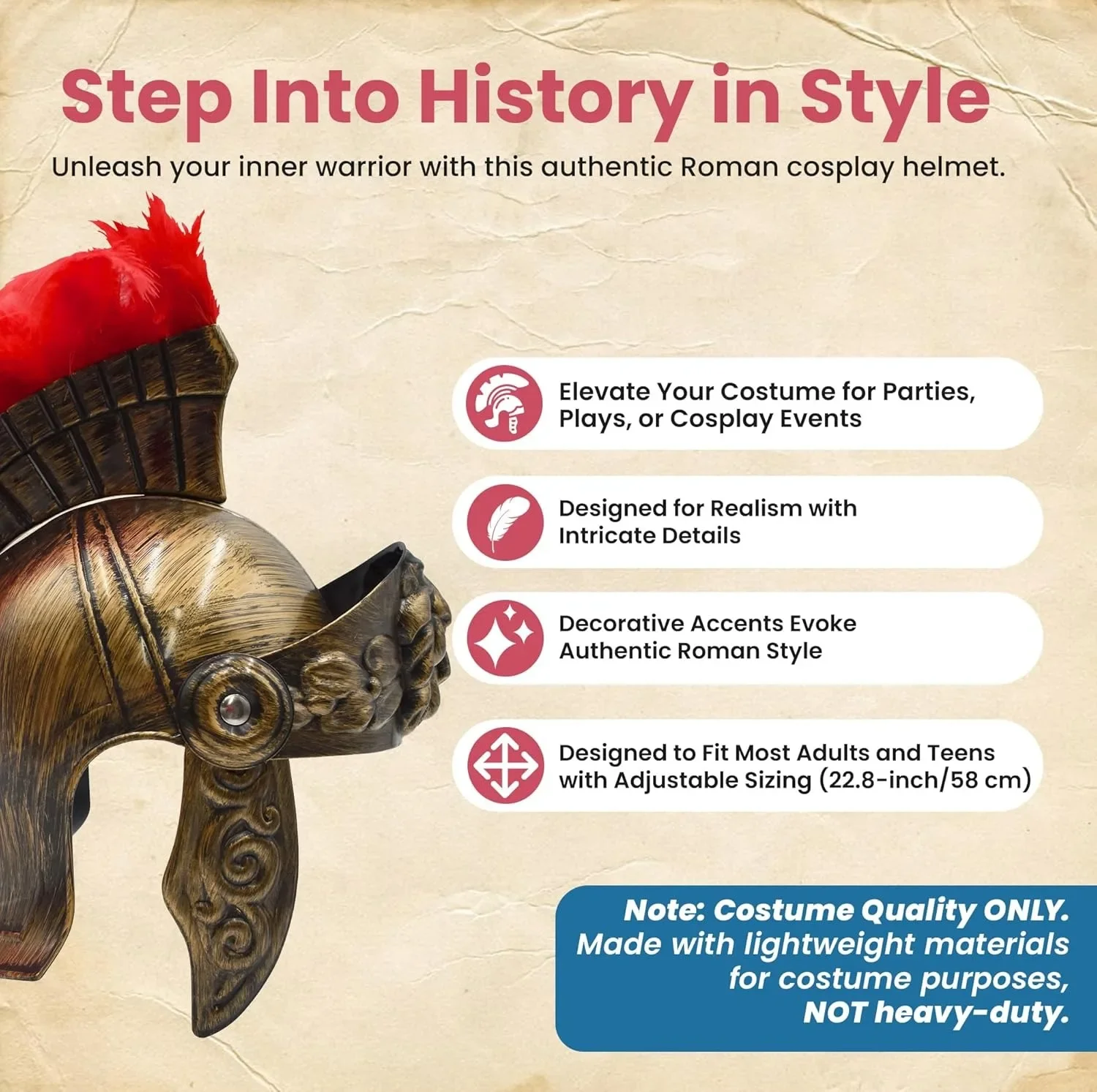 Halloween kostuums Trojan Legion helm volwassen Sparta Romeinse helm met rode nep veren pluim Griekse gladiator kostuumhelmen