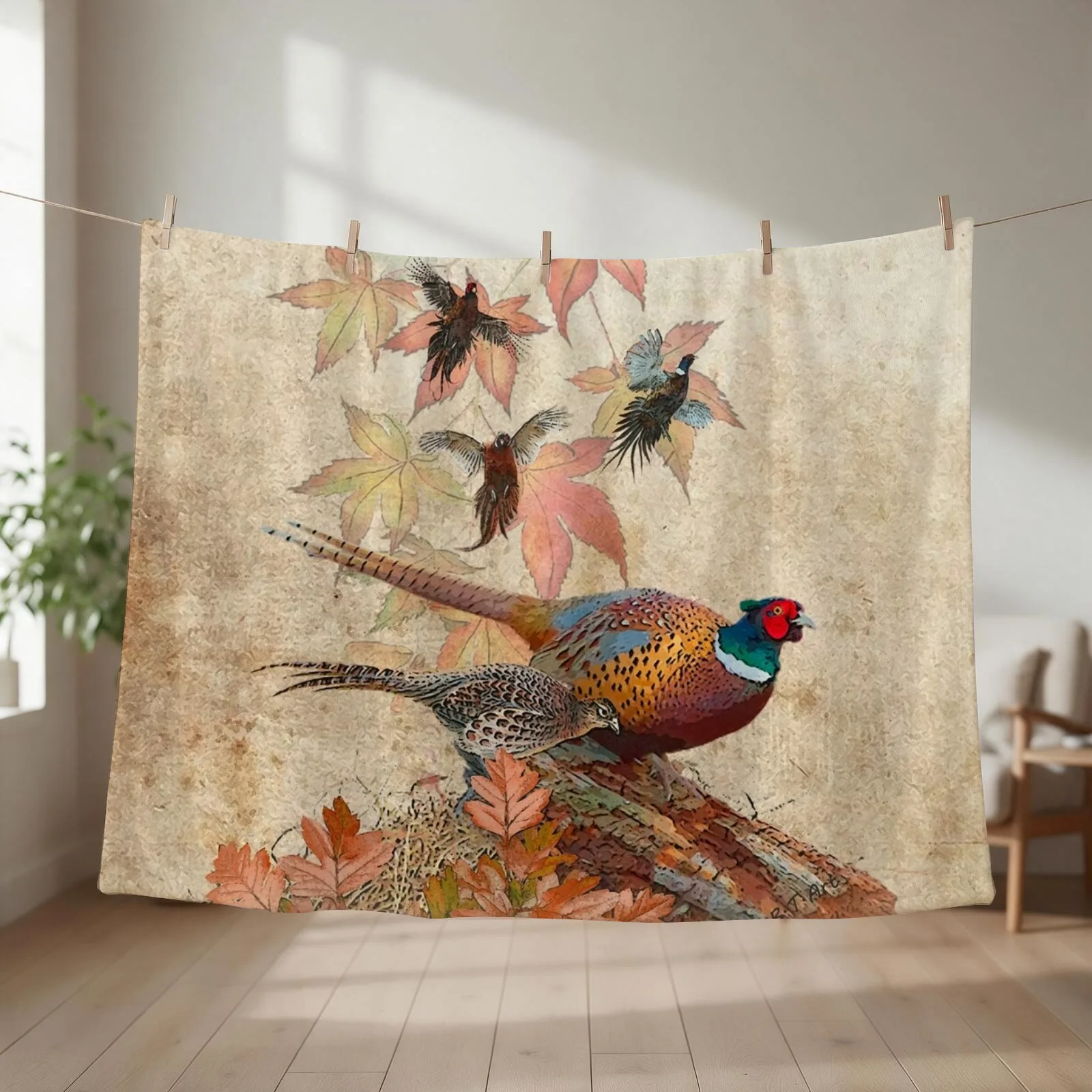 Common Pheasant Throw Blanket couch cozy soft plush fuzzy picnic outdoor blanket