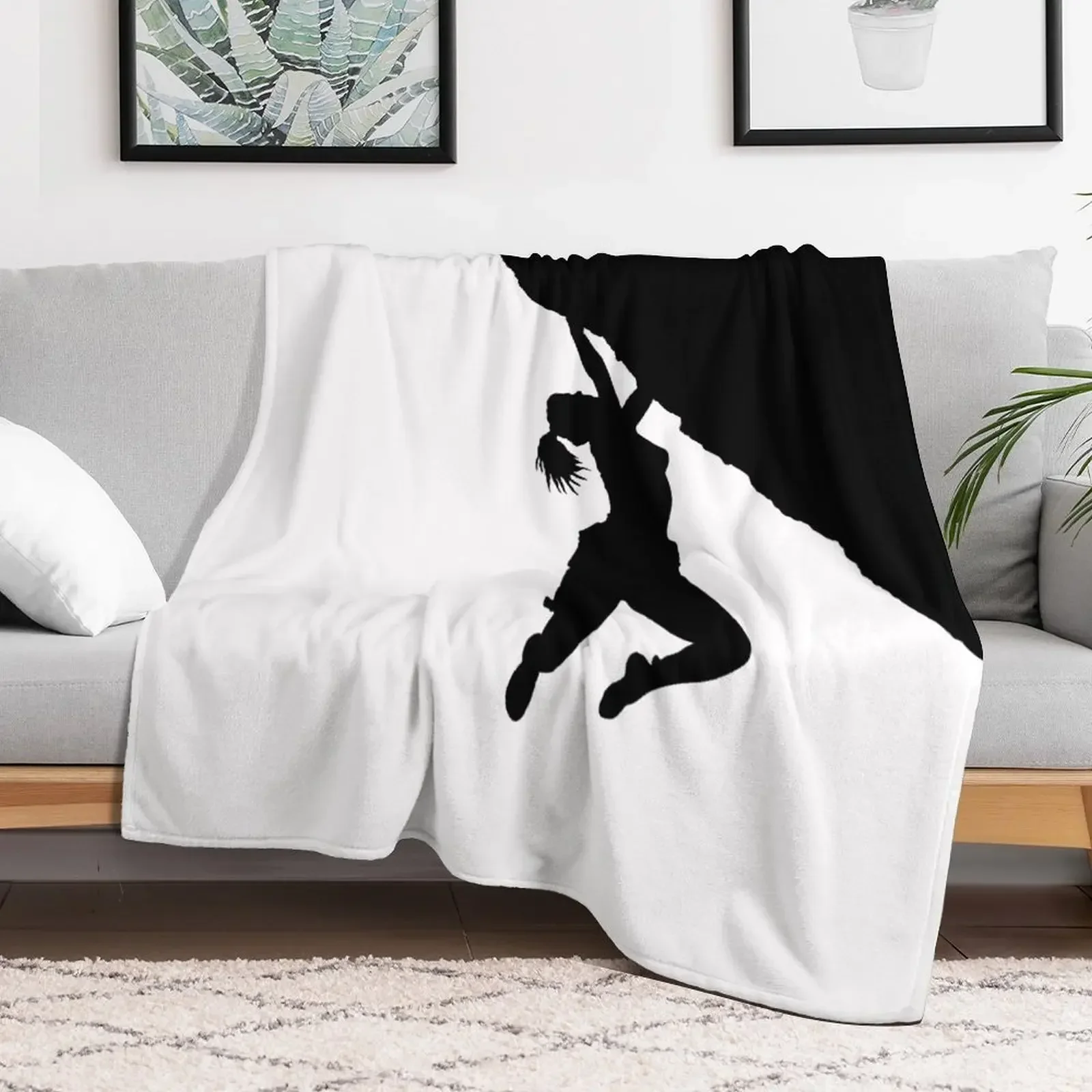 girl bouldering silhouette Throw Blanket Travel Decorative Throw Blankets