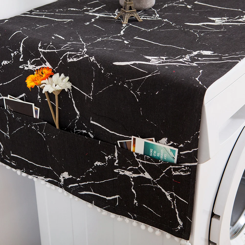 

Dust Cover For Washing Machine Refrigerator Household Single Door Marble Pattern Fridge Protector Sunscreen Proof
