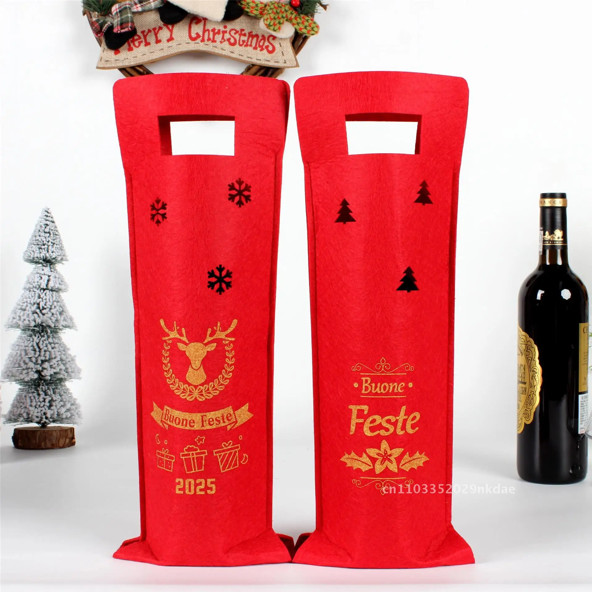 

New Wine Bag suit Jewelry Christmas Wine Bottle Set Linen Face-less Old Forester Wine Bottle Bag