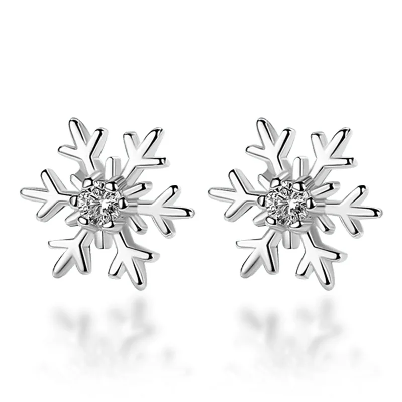 Pendientes de copo de nieve de Navidad para mujer, joyería de copo de nieve de cristal hueco, regalo de moda, pendientes de copo de nieve, perno prisionero elegante de Cristo