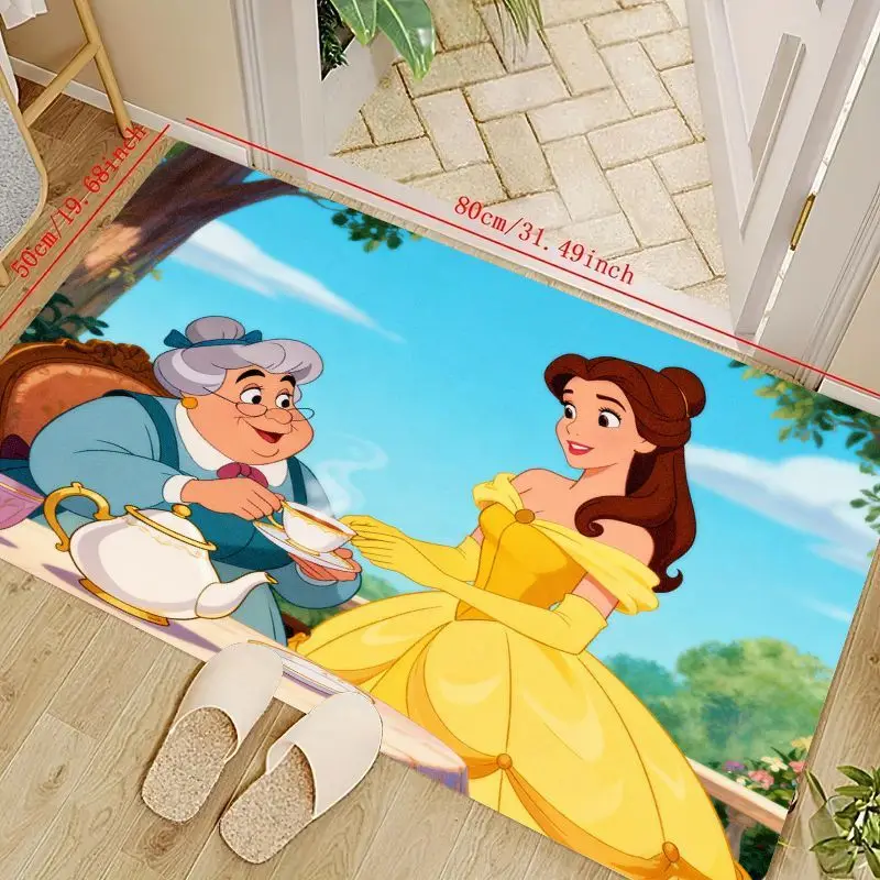 

1PC Disney Princess Belle & Mrs. Potts Tea Party Cartoon Floor Mat for Kids Room Bedroom Living Room Home Decor, Beauty and the