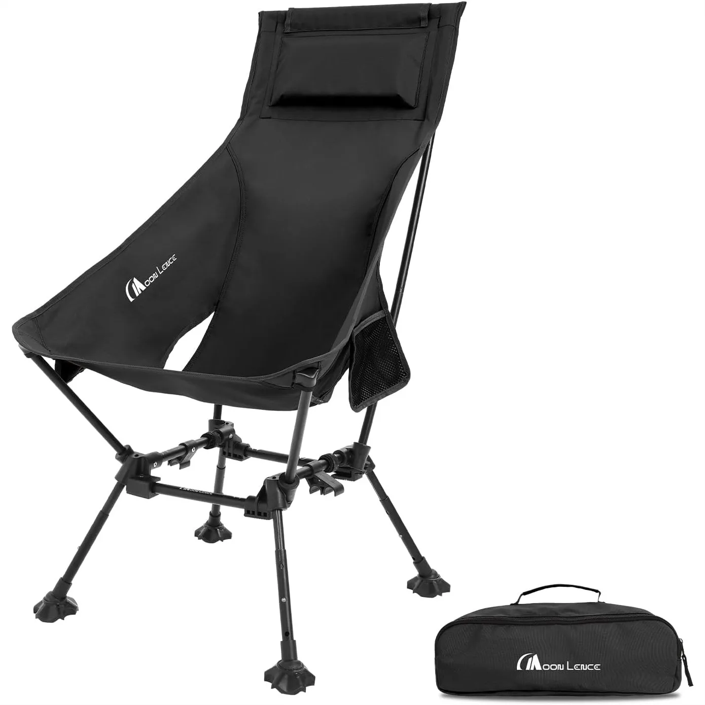 

High Back Folding Camping Chair with Height Adjustable Legs and Anti-Sinking Feet for Beach