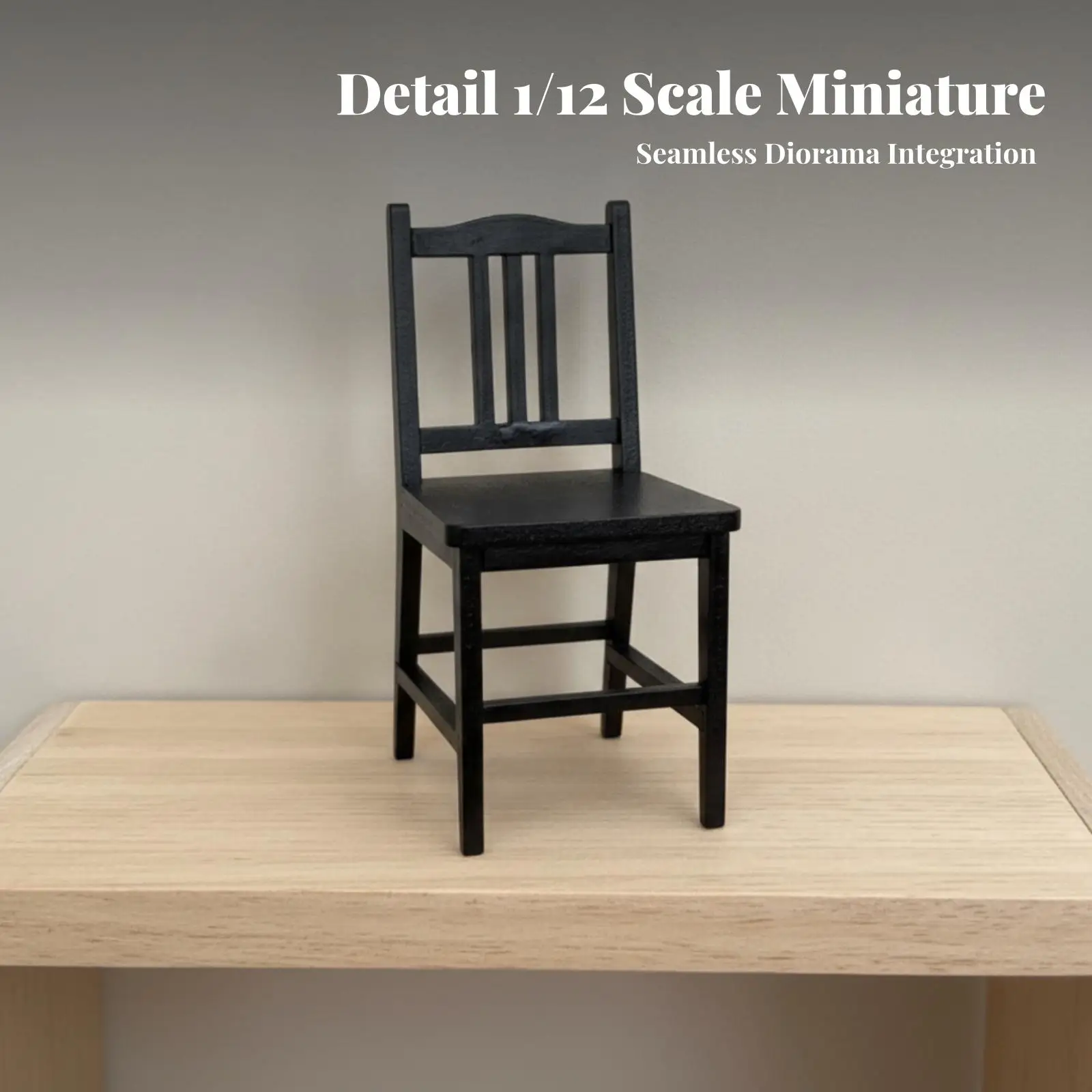 Solid Wood Miniature Chair French Style Dollhouse Furniture Vintage Square Seat for Doll House Tabletop Display