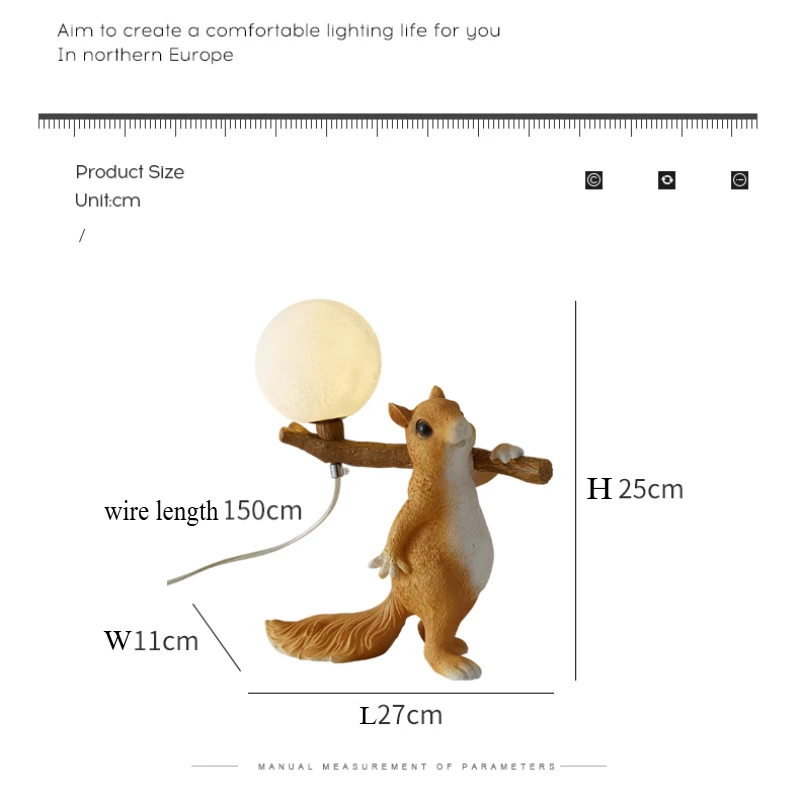 Bedside Lamp Table Lamp Children Desk Lamps Nordic Modern Creative for Living Room Bedroom Cute Decoration Squirrel Cartoon LED