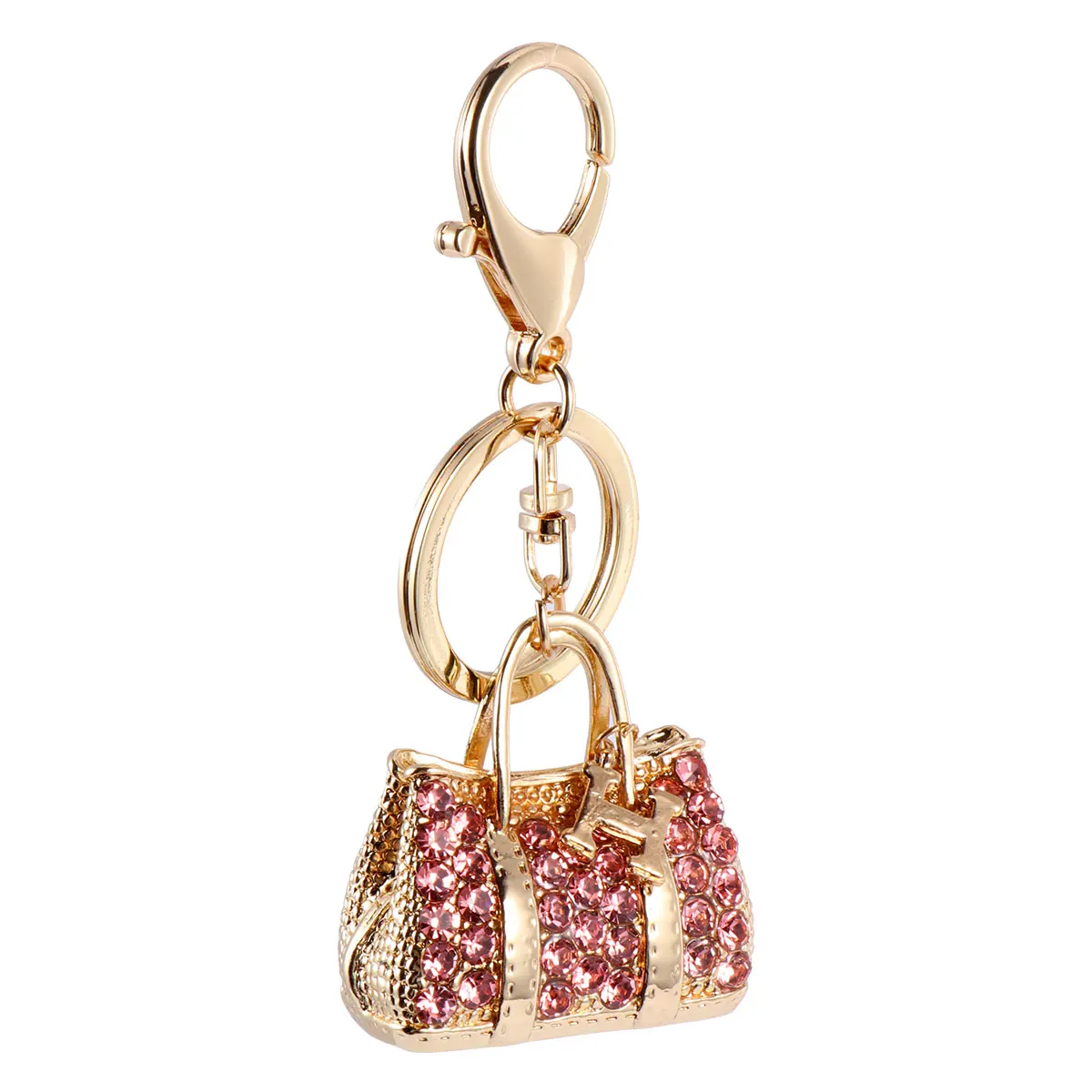 

1pc Rhinestone Keychain Women Handbag Inlaid Purse Ring Metal Pendant Accessory Durable Fashion Bag Car Key Decor Key Chain
