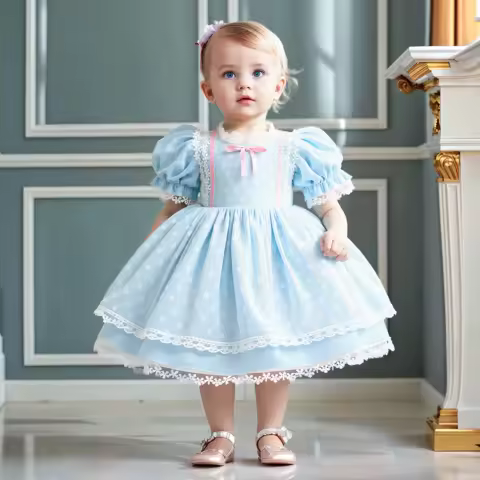 Elegant Polka Dot Party Baby Girl Dress Toddler Bow Flower Wedding 1st Birthday Prom Dress Girls Lace Bridesmaid Evening Costume