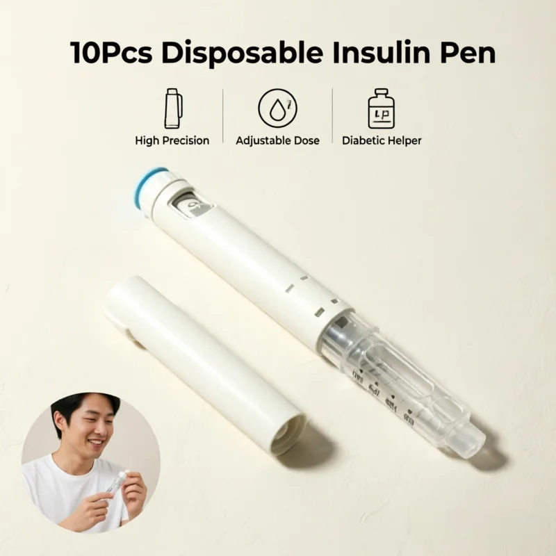 10Pcs Disposable Insulin Pen Injection Device, High Precision Adjustable Dose Diabetic Helper Tool, No Medication
