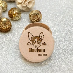 Dog Print Wooden Carved Name Printed Pet Memorial Box Custom Name Date Wooden Box Pet Hair Tooth Storage Box lost memorial Gift