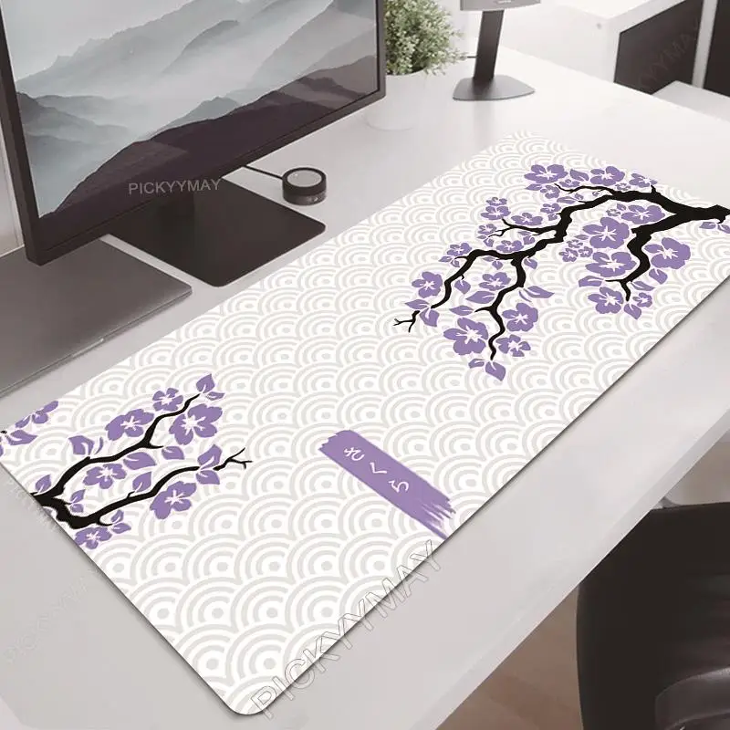 Sakura Mouse Pad Gamer Mousepads Big Gaming Mousepad Purple Flower XXL Mouse Mat Large Keyboard Mat Desk Pad For Computer