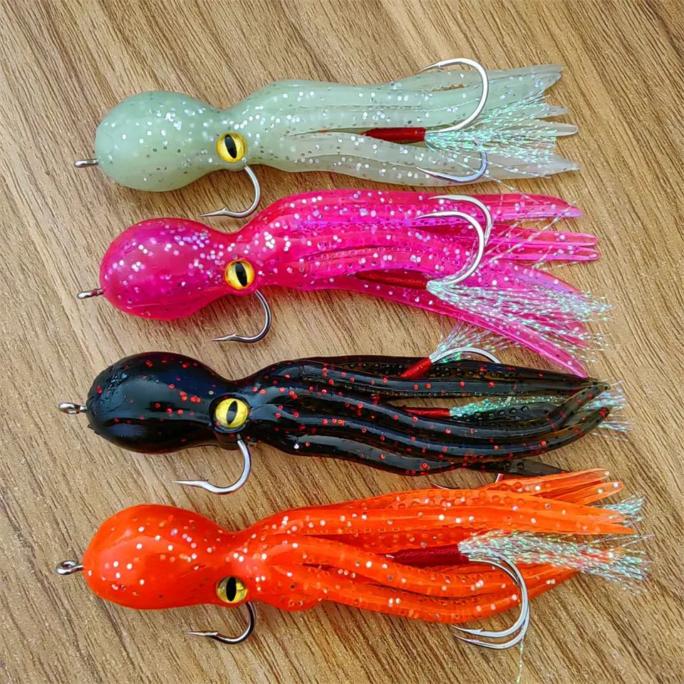 Isca de pesca isca de peixe lula saias isca artificial suave isca de mar silicone polvo brilho isca de pesca acessórios enfrentar