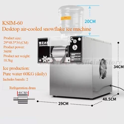 LXCHAN 60KG/24H Korean Snowflake Ice Machine Small Snow Continuous Cooled Milk Mango Bingsu Shaver Smoothie Crusher 110V 220V