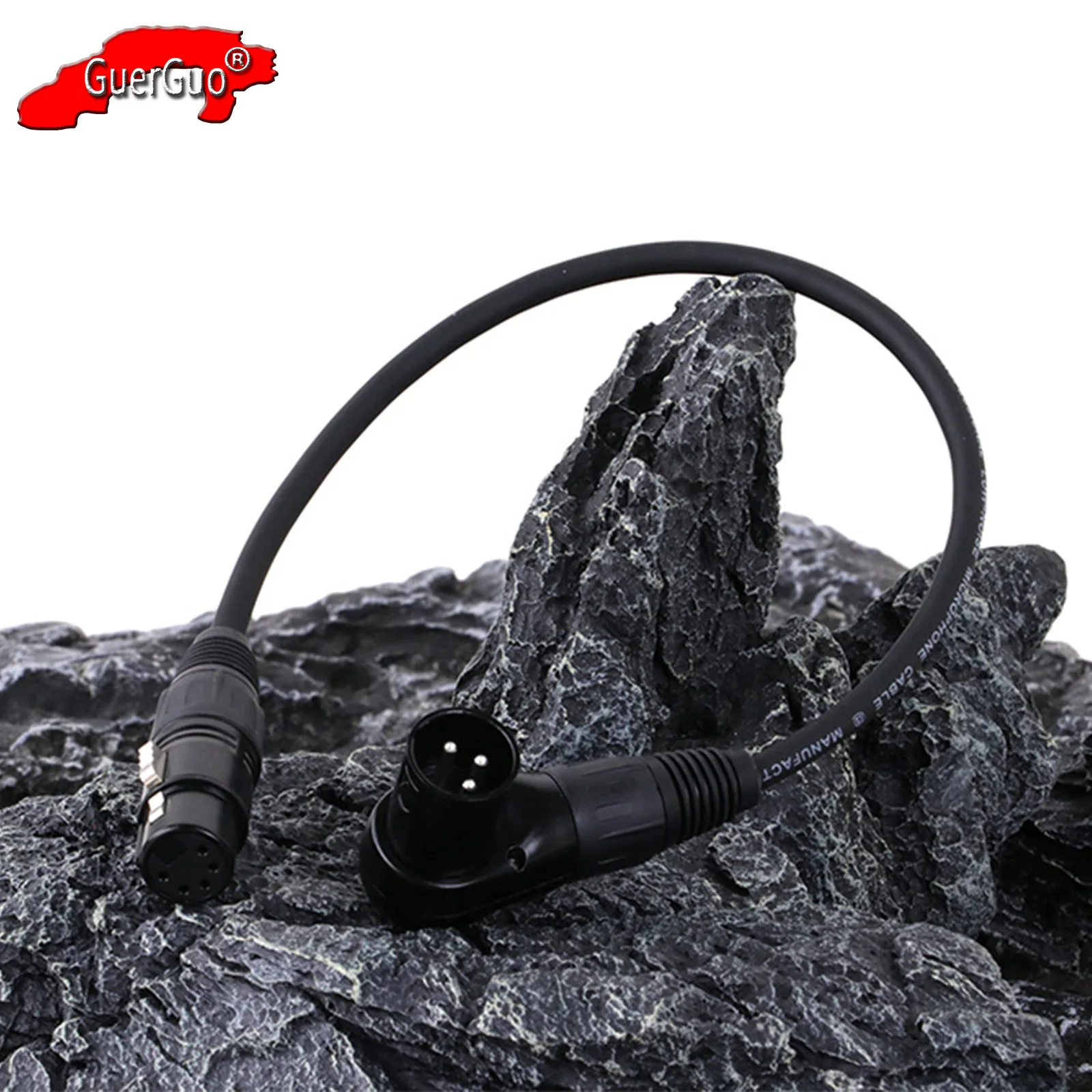 Professional XLR Cable Extension Cord 5Pin Straight Female to Right-Angle 3Pin XLR Male for MIC Amp Interface Audio Input&Output